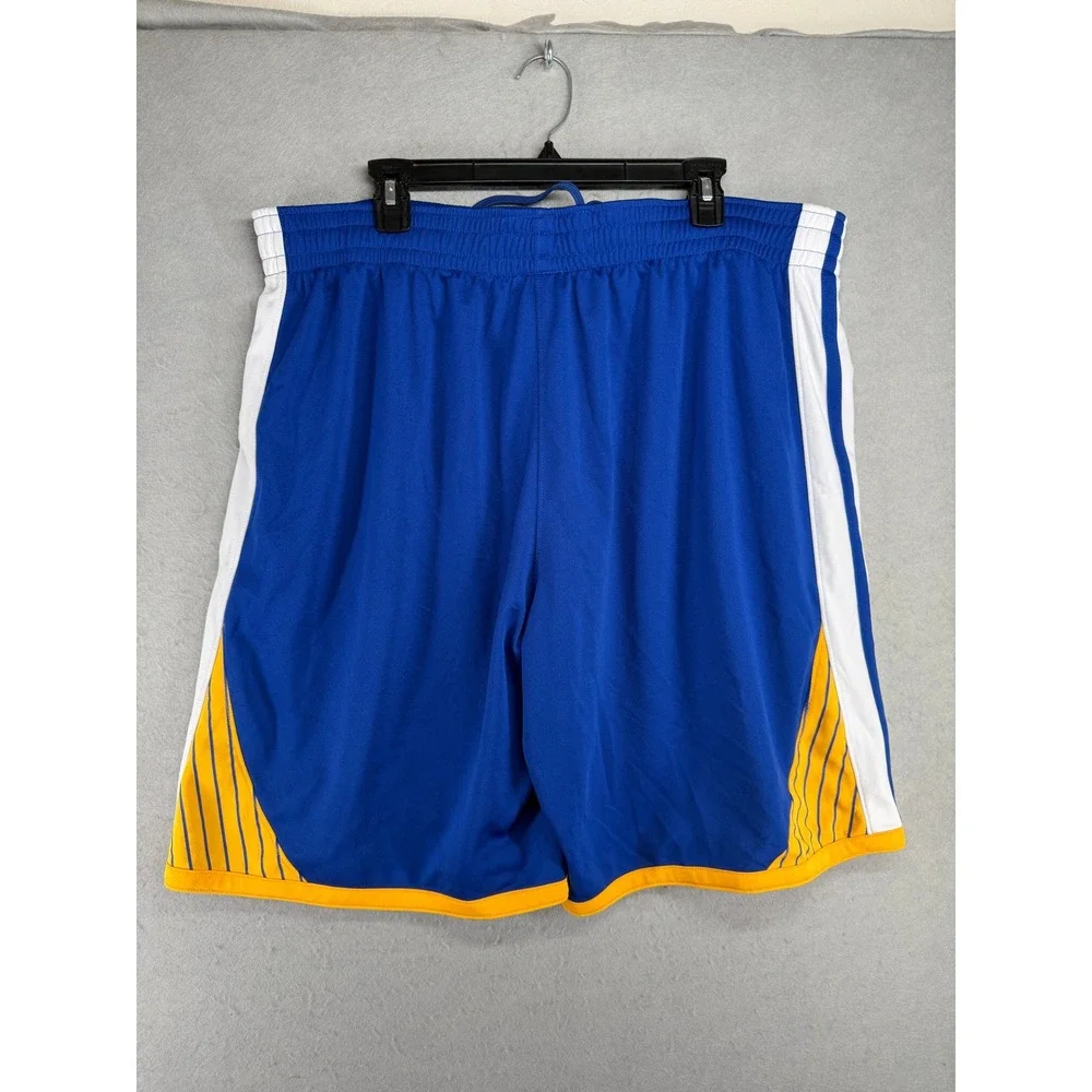 Adidas NBA Golden State Warriors Basketball Shorts Mens XXL Blue Yellow Striped